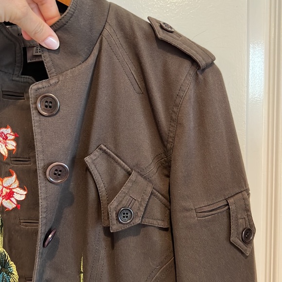 Karen Millen vintage cropped army green embroidered jacket - Picture 6 of 11